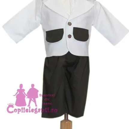 Costum botez alb-kaki