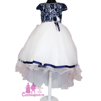 Rochita alb-bleumarin cu trena detasabila 3 luni-3 ani