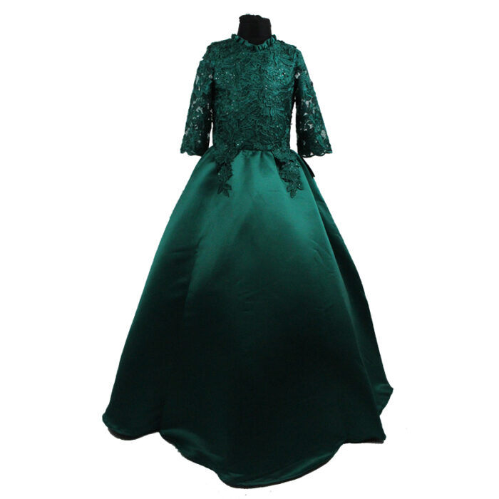 Rochie lunga printesa verde R1750-1 - imagine 1