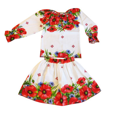 Compleu ie si fusta cu maci C1744-1