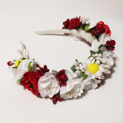 Coronita flori alb-rosii CE00099-23