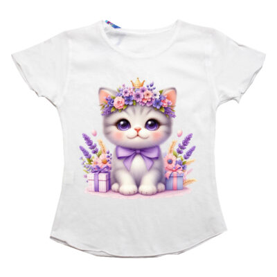 Tricou cu pisica pentru fetite H1614-56