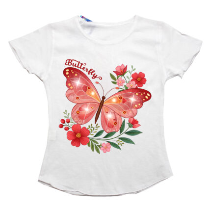 Tricou cu fluture pentru fetite H1614-57
