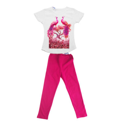 Compleu fetite tricou si colanti COM0002-8