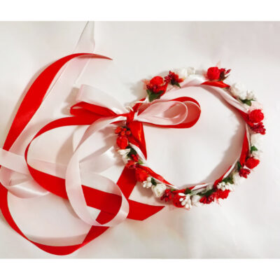 Bentita flori alb rosii CE00085-11