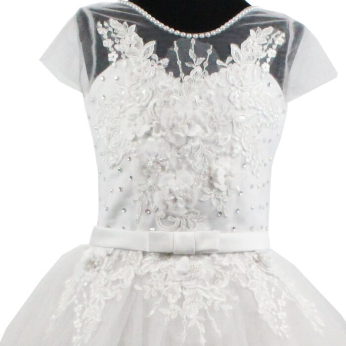 Rochie alba printese cu dantela aplicata R1862-1 - imagine 2