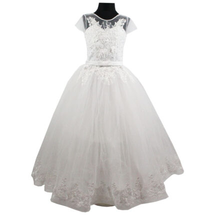 Rochie alba printese cu dantela aplicata R1862-1