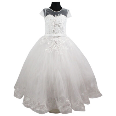 Rochie alba printese cu dantela aplicata R1862-2