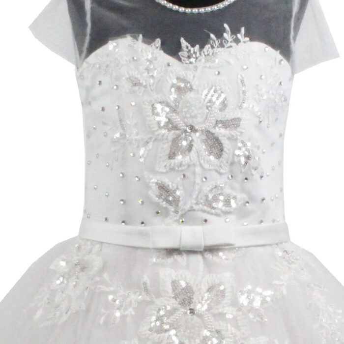 Rochie alba printese cu dantela aplicata R1862-2 - imagine 2