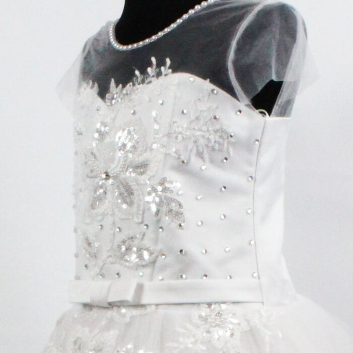 Rochie alba printese cu dantela aplicata R1862-2 - imagine 3