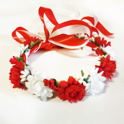 Bentita flori alb rosii CE00163