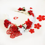 Coronita flori alb-rosii CE00162 - imagine 3