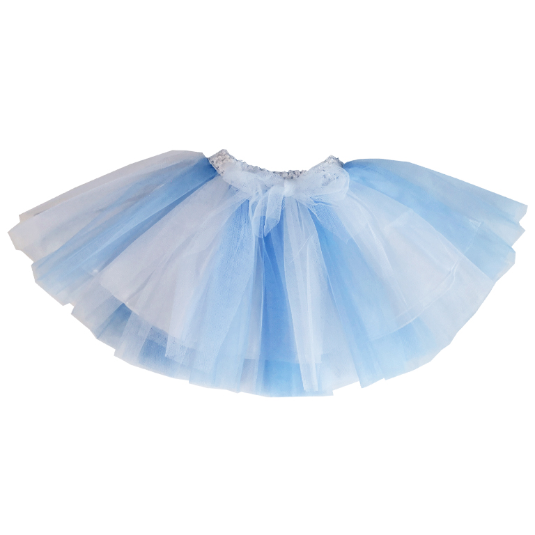fusta fete fasii alb bleu 2 Fusta alb-bleu din tulle F2071-7 - imagine 1