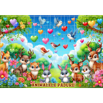Puzzle animalele padurii A4