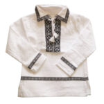 Costum traditional baieti cu motiv negru C2075-3 - imagine 2