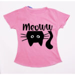 Tricou roz fete cu pisica