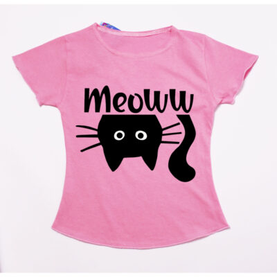 Tricou roz fete cu pisica
