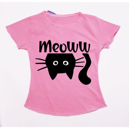 Tricou roz fete cu pisica
