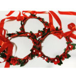 Bentita flori rosii cu puf CE00172 - imagine 4