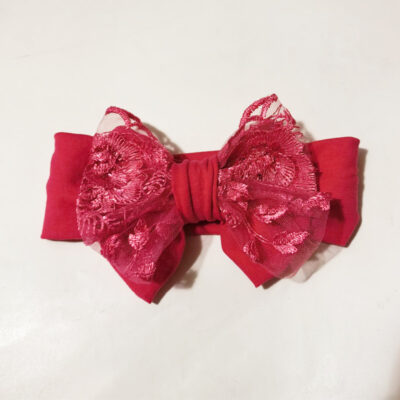 Bentita fucsia cu funda dantela