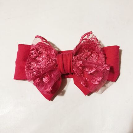 Bentita fucsia cu funda dantela